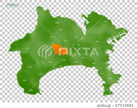 Watercolor-style map Isehara City, Kanagawa Prefecture Watercolor-style map Isehara City, Kanagawa Prefecture 87533691