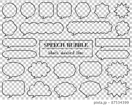 Illustration of a set of 25 dashed line balloons 87534399
