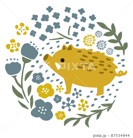 イノシシとお花 87534944