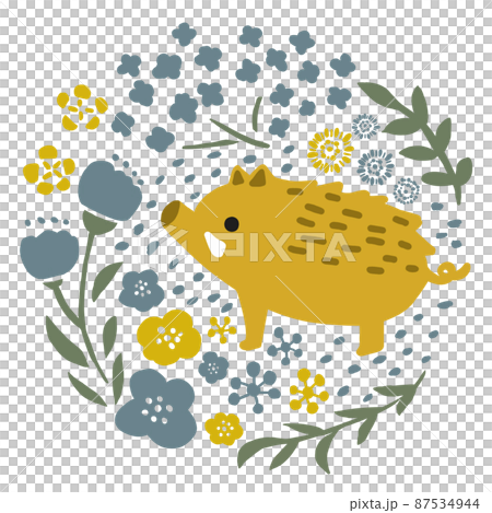 イノシシとお花 87534944