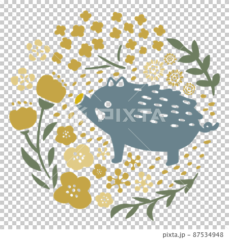 イノシシとお花 87534948