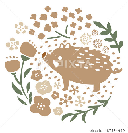 イノシシとお花 87534949
