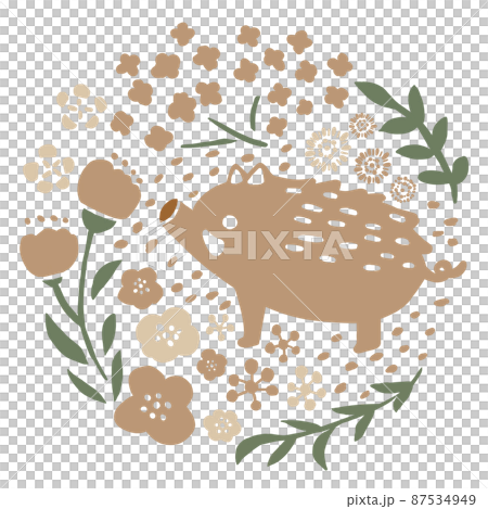 イノシシとお花 87534949