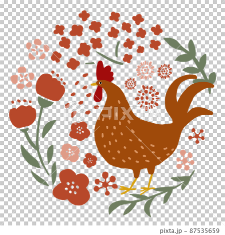 ニワトリとお花 87535659