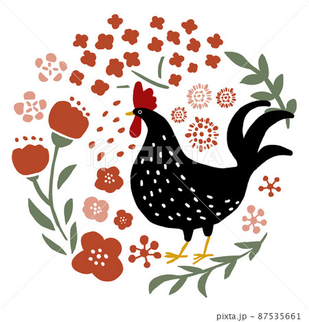 ニワトリとお花 87535661