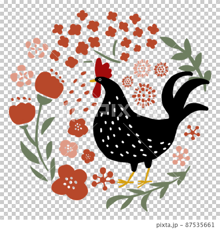 ニワトリとお花 87535661