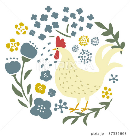 ニワトリとお花 87535663