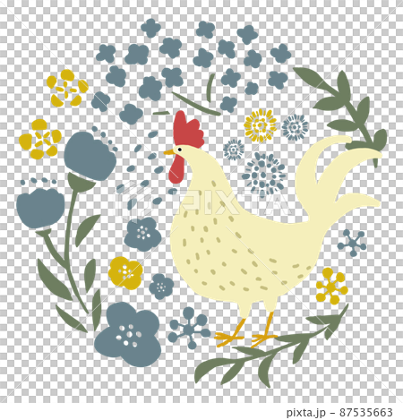 ニワトリとお花 87535663