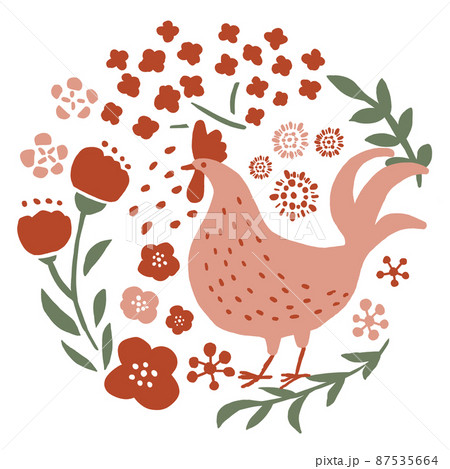 ニワトリとお花 87535664