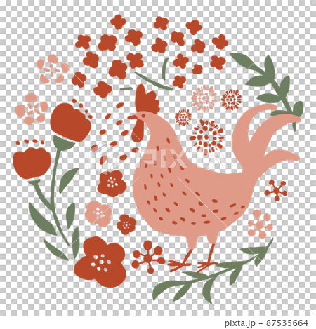 ニワトリとお花 87535664