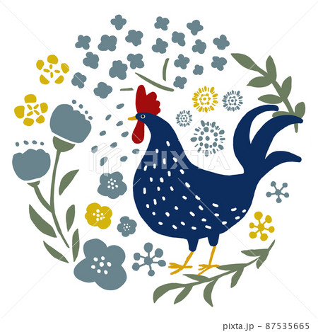 ニワトリとお花 87535665