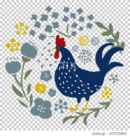 ニワトリとお花 87535665