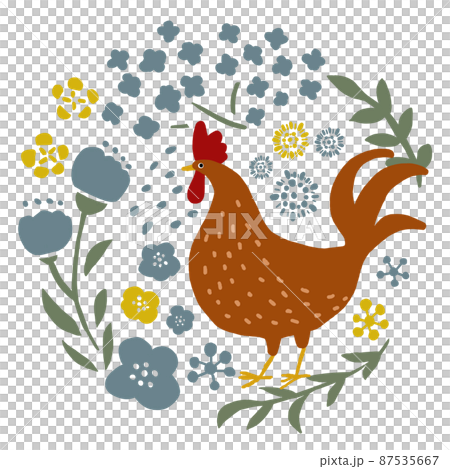 ニワトリとお花 87535667