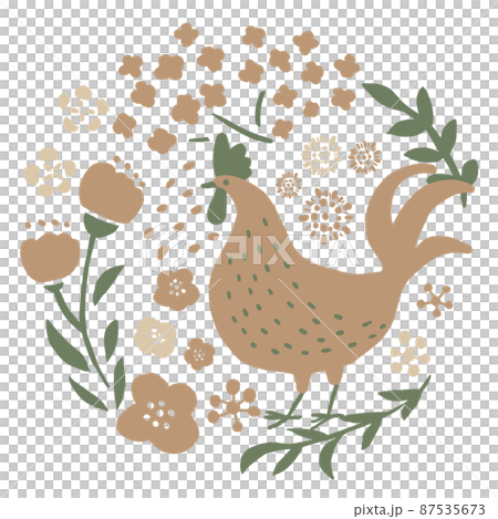 ニワトリとお花 ニワトリとお花 87535673