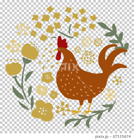 Chickens and flowers Chickens and flowers 87535674