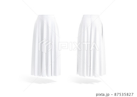 Blank white women maxi skirt mockup, front and back view Blank white women maxi skirt mockup, front and back view 87535827