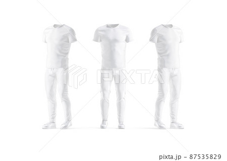 Blank white sport uniform mockup, front and side view Blank white sport uniform mockup, front and side view 87535829