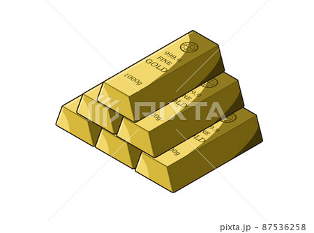 金の延べ棒　台形　印字　積み重ね 87536258