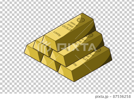 金の延べ棒　台形　印字　積み重ね 87536258
