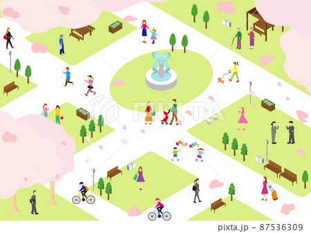 アイソメトリック 春の公園の風景 アイソメトリック 春の公園の風景 87536309