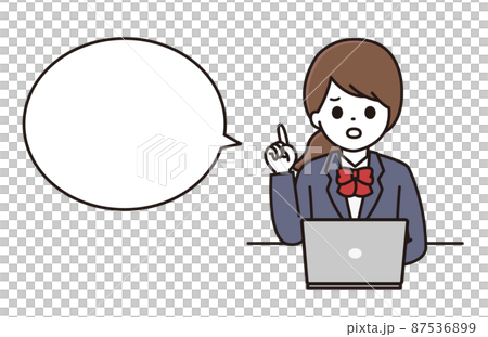學生女電腦點尷尬講話泡泡 87536899