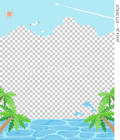 かわいい手描きの海の背景イラスト かわいい手描きの海の背景イラスト 87536928