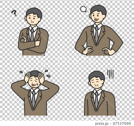 男性社員のネガティブな表情のイラスト素材 87537099