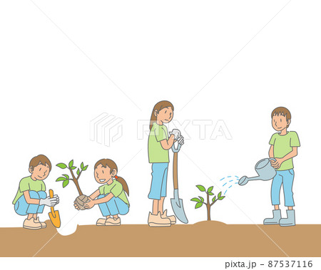 植林活動をする子どもたち 87537116