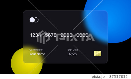 Glassmorphism Banking Card Vector Mockup. Digital Payment Card Template 87537832