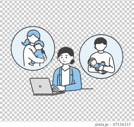 育児休暇の情報収集をするイメージイラスト素材 育児休暇の情報収集をするイメージイラスト素材 87538137