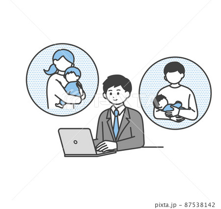 育児休暇の情報収集をするイメージイラスト素材 育児休暇の情報収集をするイメージイラスト素材 87538142