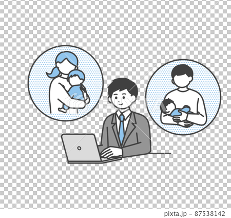 育児休暇の情報収集をするイメージイラスト素材 育児休暇の情報収集をするイメージイラスト素材 87538142