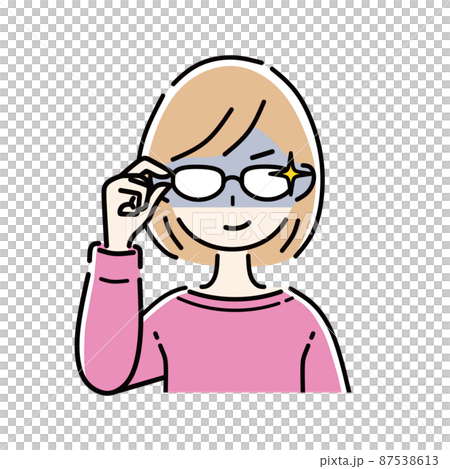 メガネ　女性　企み顔 87538613