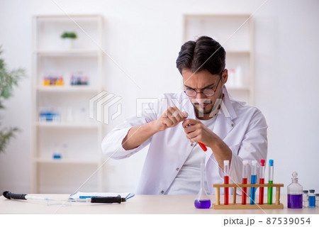 Young male chemist working at the lab Young male chemist working at the lab 87539054