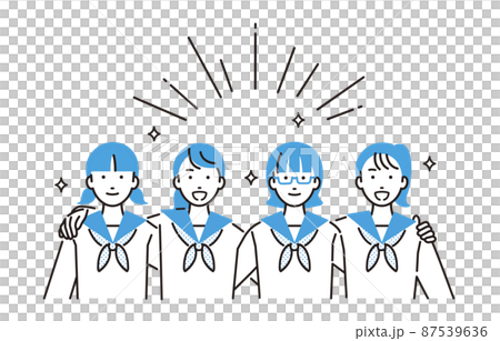 雙肩交叉的初中女生 87539636