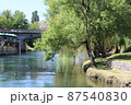 River Vrbas with the city bridge in Banja Luka 87540830
