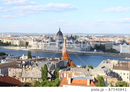 Budapest Hungarian Parliament Building over the Danube River 87540841