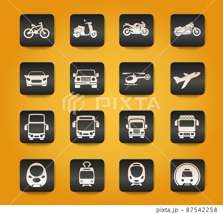 Transport mode icons Transport mode icons 87542258