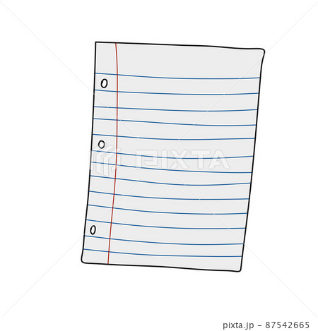 Blank lined sheet. White page. Template for text. Hand drawn doodle style 87542665