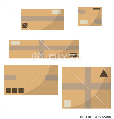 Set of parcels in cardboard boxes. Square carton. 87542866