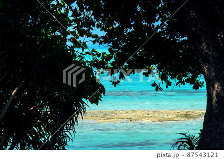 沖縄　八重山諸島　竹富島の青い海 87543121