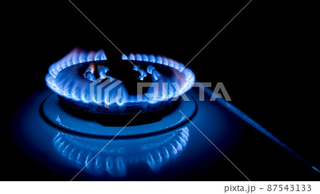 Stove gas burner flame black background sanctions 87543133