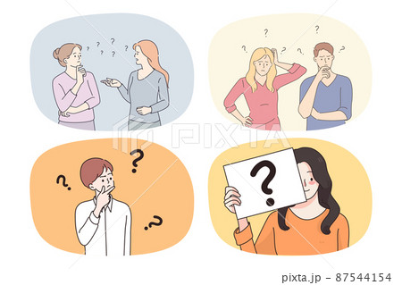 Bundle of people consider problem solution 87544154