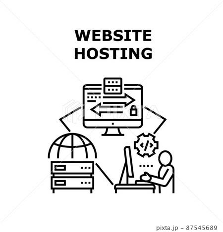Website Hosting Vector Concept Black Illustration 87545689