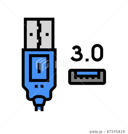 usb 3.0 color icon vector illustration 87545819