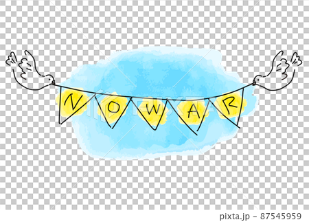 和平鴿和沒有戰爭花環簡單的線條藝術 87545959