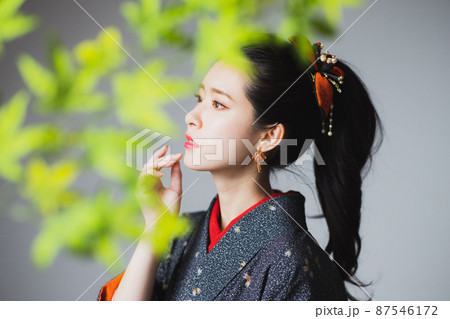 着物　黒の小紋 87546172