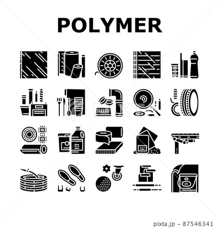 Polymer Material Industry Goods Icons Set Vector Polymer Material Industry Goods Icons Set Vector 87546341