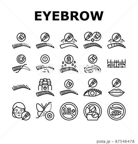Eyebrow Tattoo Beauty Procedure Icons Set Vector 87546478