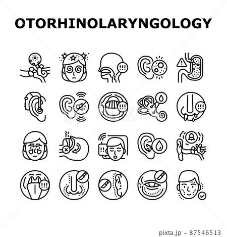 Otorhinolaryngology Treatment Icons Set Vector 87546513
